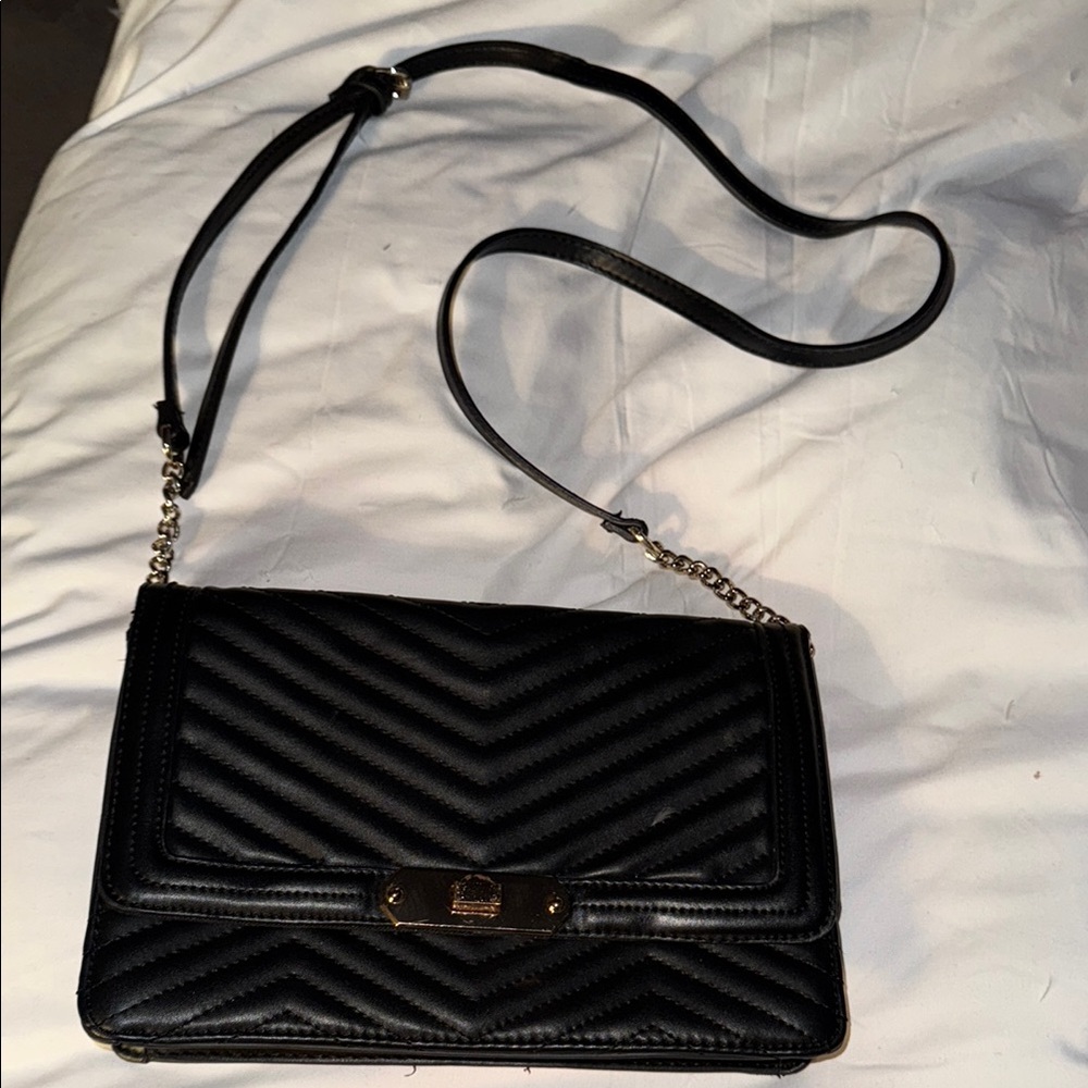 Black Quilted Shoulder Bag “A New Day” Adjustable Crossbody Strap - Picture 2 of 5